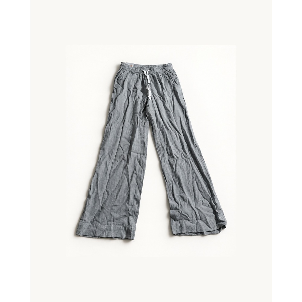Briggs New York Linen Blend Wide Leg Striped Pants Blue White Medium NWT